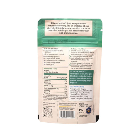 5 30g (150g Satya Everything Indian Masala Mix All Purpose Indian Seasoning Powder Fresh Sachets x Total) Instant