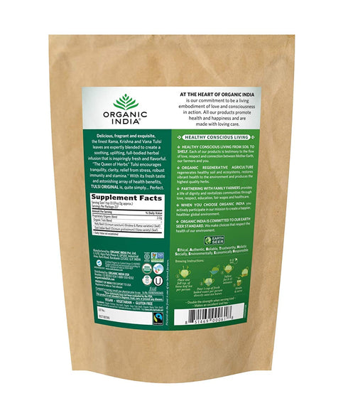 Immune 1 lb Organic India Tulsi Original Loose Leaf Herbal Tea - Support, Vegan, Gluten-Free, Kosher, USDA Certified