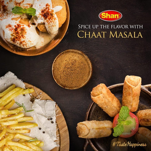 Shan Chaat Masala Seasoning Mix (100g) - Spice Packets for Tangy and Spicy Garnish