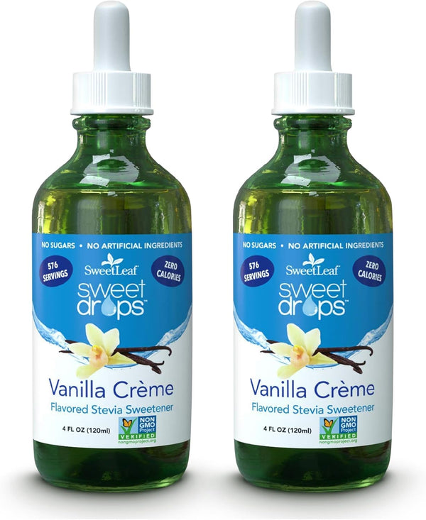 SweetLeaf Sweet Drops - Organic Stevia Liquid Sweetener, Zero Calorie, Keto Friendly, Vanilla Creme, 2 Fl Oz (Pack of 2)