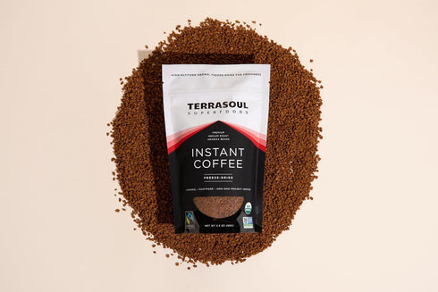 3.5 oz Terrasoul Superfoods Organic Freeze-Dried Instant Coffee, - Fairtrade | Arabica Beans | Fresh Taste | Medium