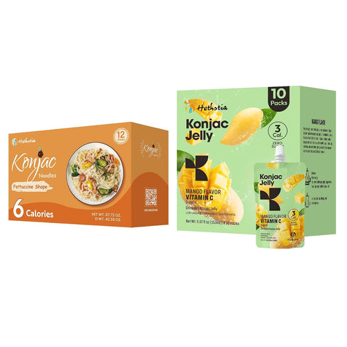 Hethstia Konjac Jelly Mango Flavor Vitamin C 10 Packs and Konjac Fettuccine