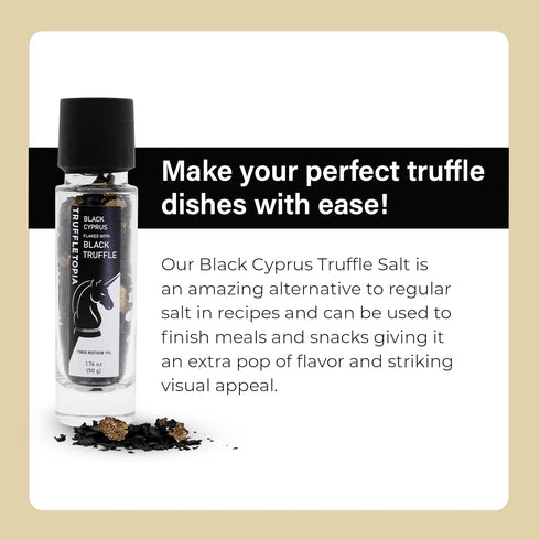 1.76 Oz (Pack 2) Truffletopia | Black Cyprus Salt and Black Truffle Grinder with Real Truffles |