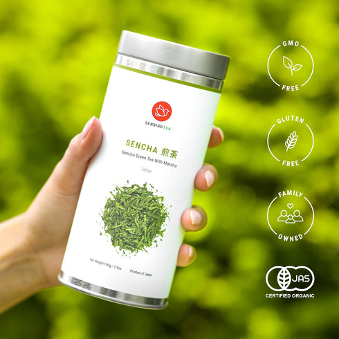 (3.5oz/100g) Senbird Premium Sencha With Matcha - Japanese Green Tea With Matcha - From Kyoto, Japan - Loose Leaf Tea