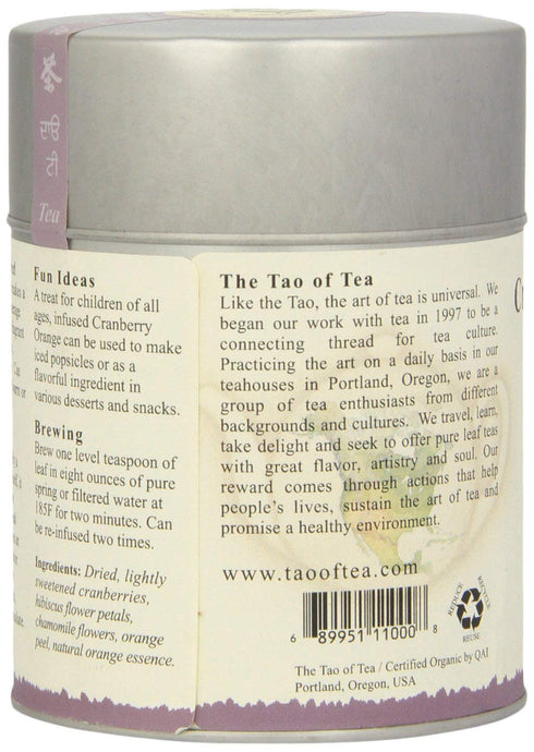 4 The Tao of Tea, Cranberry Orange Herbal Tea, Ounce Tin