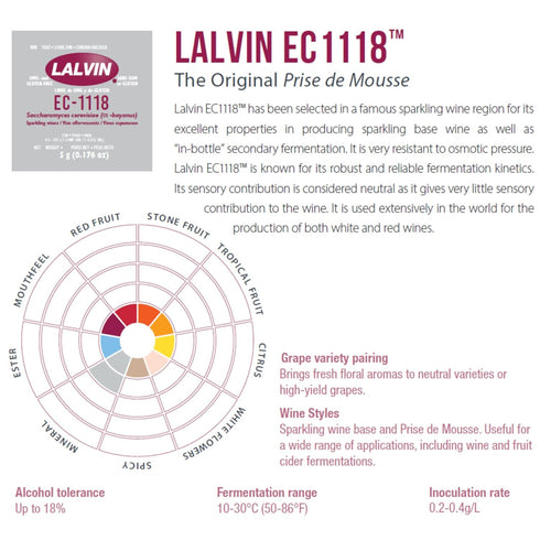 5x Lalvin EC-1118 Champagne Yeast, 5g Sachet