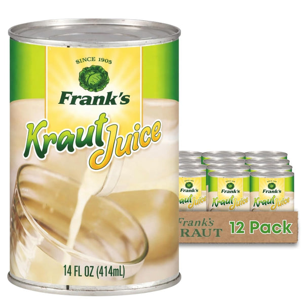 Franks Kraut Juice 14oz Cans (12 Pack) Tangy Sauerkraut Juice from Naturally