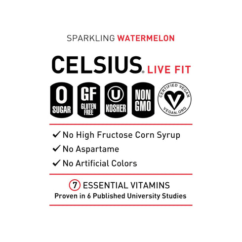 12 Oz (Pack 12) CELSIUS Sparkling Watermelon, Sugar Free Energy Drink, Fl