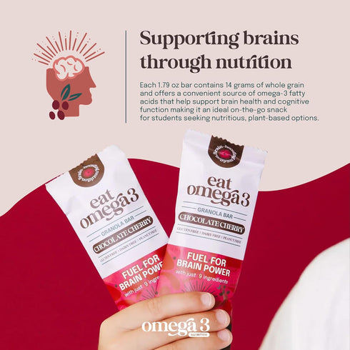 3 Omega-3 Omega-6, 1.79oz, 12 Count Eat Omega Chocolate Cherry Granola Bar Gluten-Free, Dairy-Free, Plant-Based Protein