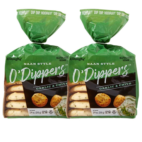 O'Doughs Gluten Free and Vegan Naan Style O'Dippers Flatbreads, GARLIC AND CHIVE,