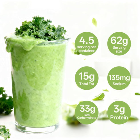 Freeze-Dried Kale Meal Replacement Shake | Powder with Oat & Chia Seeds, Plant Protein Rich Superfood Blend, Supports