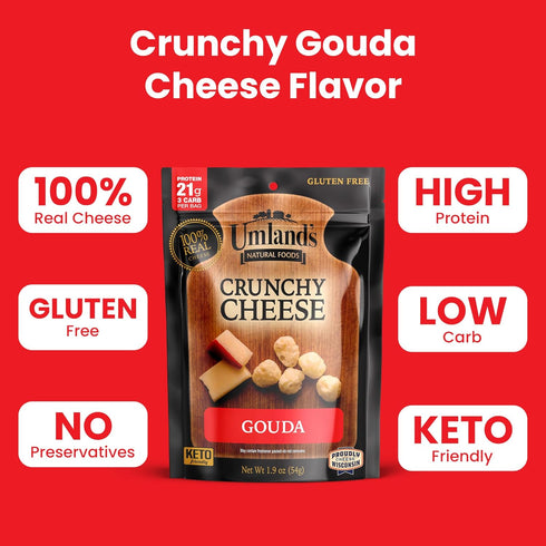 Umland's Umlands (1 1.9 oz 100% Crunchy Cheese Gouda Bag) | Real Wisconsin Cheese, Keto, Low-Carb, High-Protein