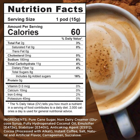 50ct Maud's Chocolate Mocha Cappuccino Coffee Pods, - Mochaccino Mocha Flavor - Made with Gourmet Arabica Coffee, Pods