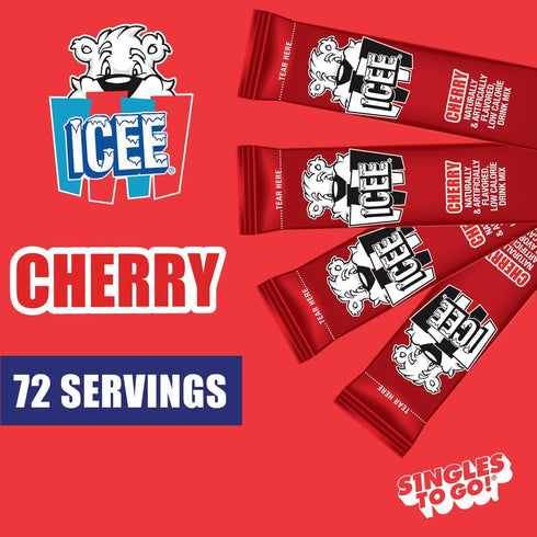 Pack 3 6 18 ICEE Cherry Singles To Go - of - Powdered Drink Mix - Zero Sugar - Sticks Per Box - Servings