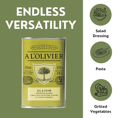 L'Olivier 8.3-Ounce (Pack 2) A Olive Oil Infused with Garlic and Thyme, Tins