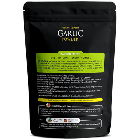 100% (0.88 oz) Pure Garlic Powder | Finely Ground Garlic Seasoning, Natural Spice for Cooking, Marinades, Sauces