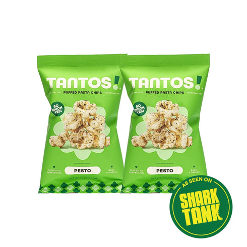 4 oz, Pack 2 Tantos Puffed Pasta Chips Pesto Plant Based Low Calorie Snack