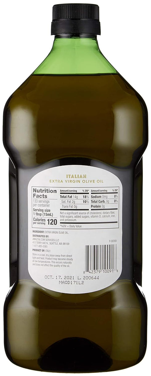 Amazon Fresh 2 , Italian Extra Virgin Olive Oil, Cold Pressed, for Cooking, Liter