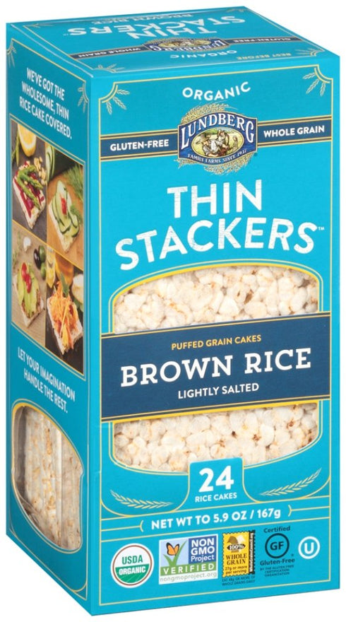 Lundberg Family Farms Thin Stackers Brown Rice Lightly Salted, 5.9 Ounce