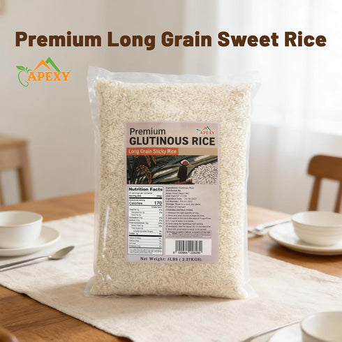 APEXY 10 lb Premium Long Grain Sweet Rice Glutinous Sticky Rice, Non-GMO | Perfect for Asian Desserts, Sushi, Dumplings