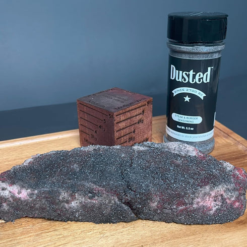 5.5 oz Dusted Steak and Burger Seasoning: Achieve the Perfect Charcoal Sear on Your Meat with a Grill or Cast Iron