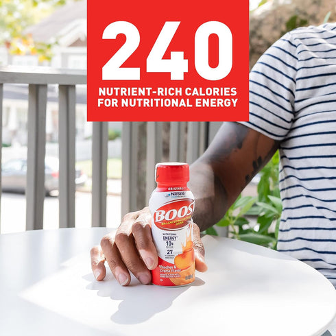 8 Oz (Pack 24) BOOST Original Ready to Drink Nutritional Drinks, Peaches & Creme, Fl