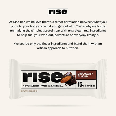 15g 5g 4 Rise Whey Protein Bars - Chocolatey Almond | Breakfast Bar & Protein Snack Protein Fiber Just Whole Food