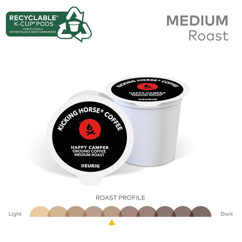 60-Count Kicking Horse Coffee, Happy Camper, Single Serve Keurig K-Cup Pods, Medium Roast Coffee, Box