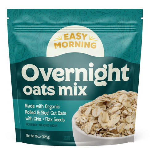 Easy Morning Overnight Oatmeal Mix, Organic Ingredients, Naturally Gluten-Free, No Sugar Added,