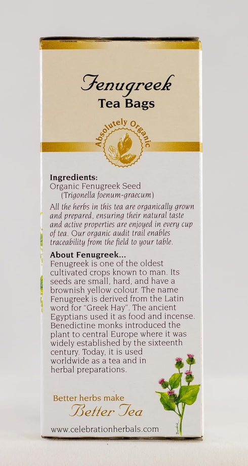CELEBRATION HERBALS Fenugreek Seed Organic, 24 Bag, 0.02 Pound