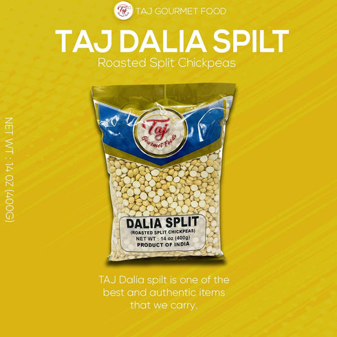 TAJ Gourmet Foods (14oz) TAJ Premium indian Dalia Split (Roasted Split Chickpeas Daliya)