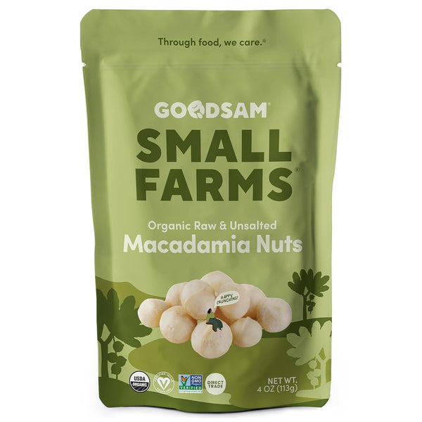 GoodSAM Small Farms Organic Raw Macadamia Nuts 4oz Snack Size | Creamy