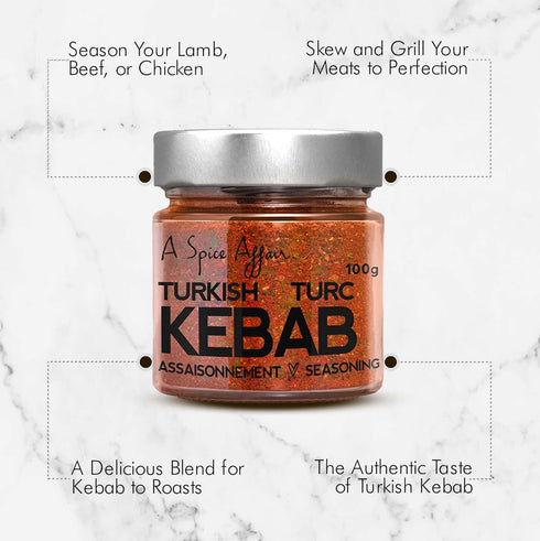 Turkish Kebab Seasoning A Spice Affair 100g (4.2 Oz) Jar
