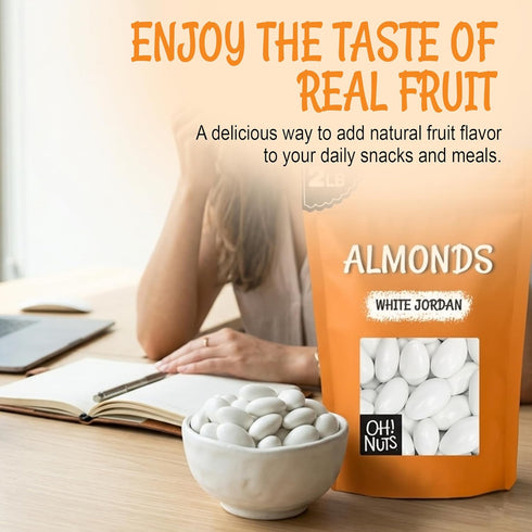 2 lb Packed Oh! Nuts White Jordan Almonds - - For Easter, Weddings, Baby Showers & Birth - in New York Zip-Seal Bag