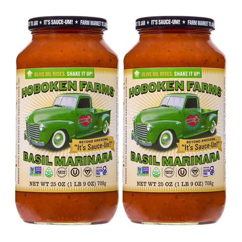 Hoboken Farms Basil Marinara Sauce No Sugar Added, Low Sodium, Non-GMO, Preservative-Free,