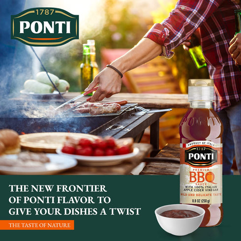 1787 100% 8.8 Fl.Oz PONTI Premium BBQ Glaze with Italian Apple Cider Vinegar - Soft Texture, Sweet Vinaigrette Taste