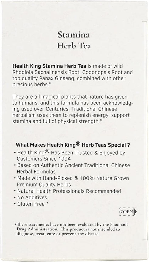 Health King Stamina Herb Tea, 20 Count Box