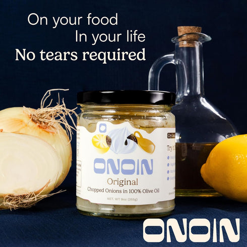 100% 9 oz (Pack 2) ONOIN Chopped Onions in Olive Oil - Seed Oil Free and Ready-to-Use Flavor Base & Topping | Original
