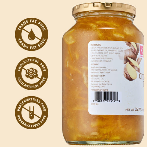 KPANTRY 35.27 oz (1kg) Korean Yuja Tea (Honey Citron & Ginger) Yuzu Marmalade Concentrate with Real Citrus Slices