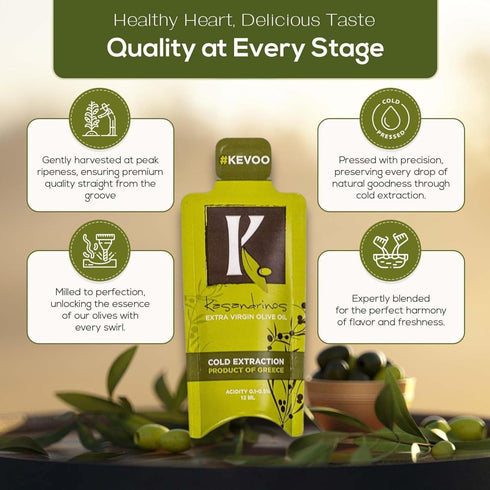 Packets 20 12ml Kasandrinos Organic Extra Virgin Olive Oil Travel x Single Serves Cold-Pressed, Polyphenol Rich, USDA