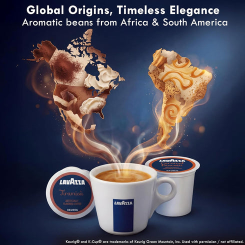 Pack 40 Count (Pack 2) Lavazza Flavored K-Cup Coffee Pods Variety for Keurig - Dessert Inspired Tiramisu & Caramel