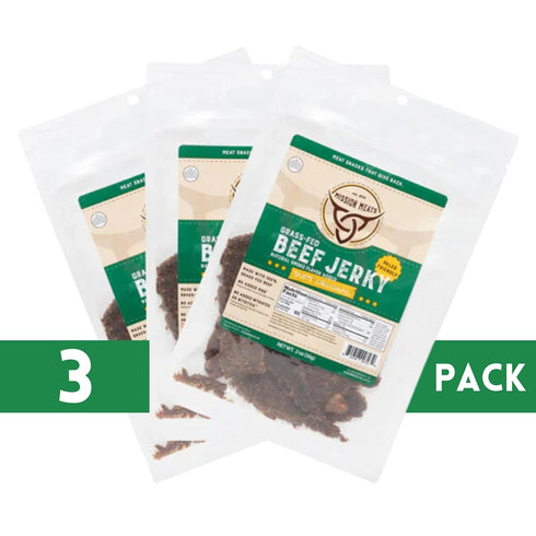 Mission Meats Beef Jerky, 100% Grass Fed & Pasture Raised, Original Flavor, 2oz, Pack of 3