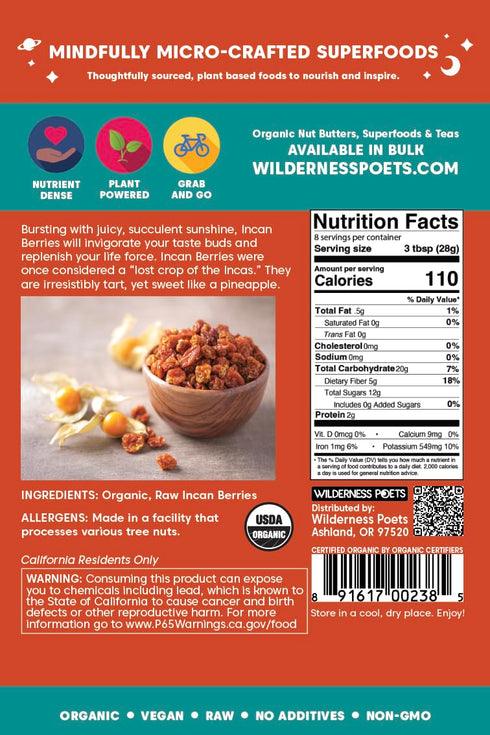 (8 Wilderness Poets, Organic Incan Berries (Golden Berries, Gooseberries) - Raw, Dried Fruit Ounce)