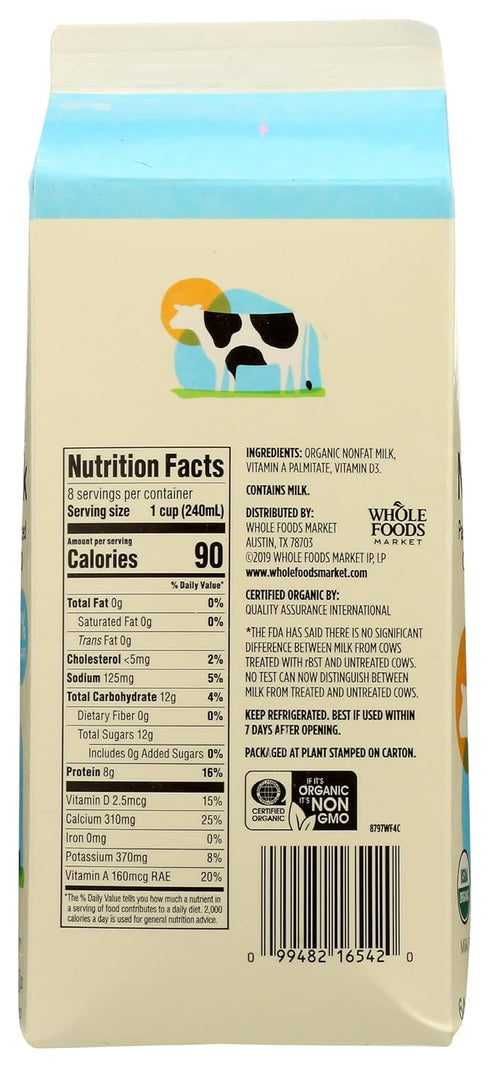 365 by Whole Foods Market 64 oz , Organic Fat Free Milk