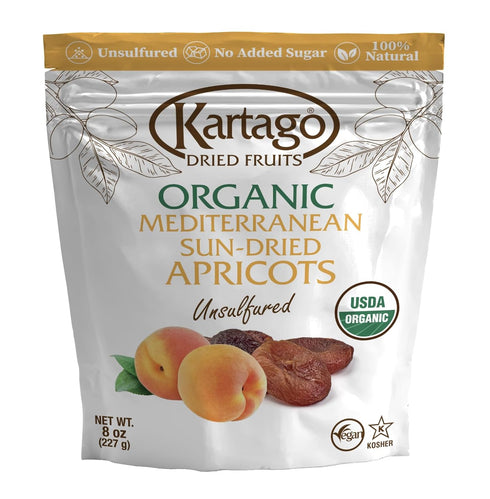 Kartago Organic Dried Apricots - Unsulfured Mediterranean Sun Dried Apricots - Vegan,