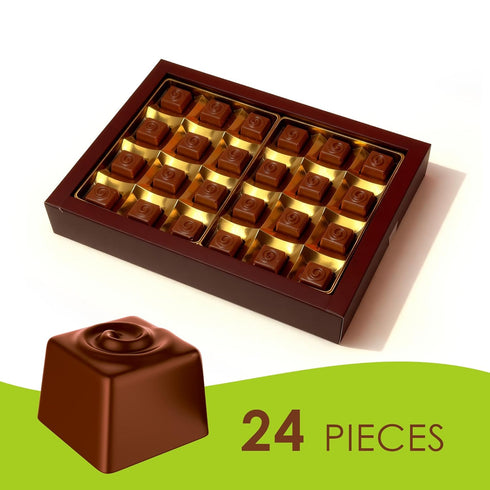 24 Count Fiorella Dubai Style Milk Chocolate Pistachio Squares, Filled Chocolate With Pistachio Butter & Crispy