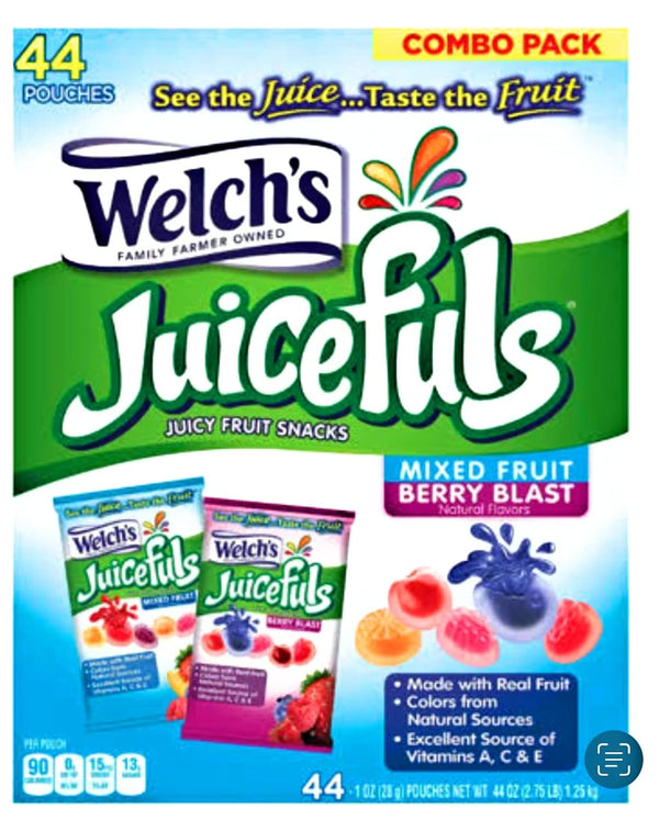 Welch's Juicefuls Juicy Fruit Snacks, Mixed Fruits, Berry Blast, 44ct