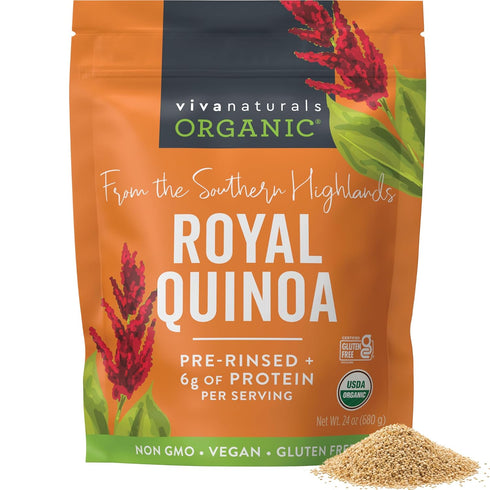 Viva Naturals Organic Quinoa, 24 oz (1.5 lb) Pre-Washed Whole Grain, Plant