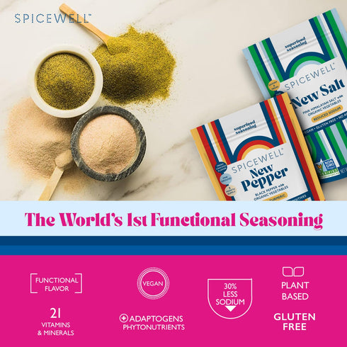 Spicewell New Salt and Pepper Pouch Duo | Reduced Sodium Himalayan Pink Salt + The Tastiest and Warmest Black Pepper
