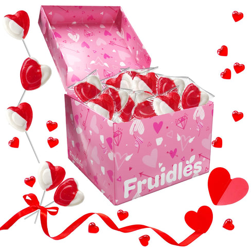 Lollipops Red Heart Shaped Strawberry N' Cream Flavored, 12 Individually Wrapped Lollipops